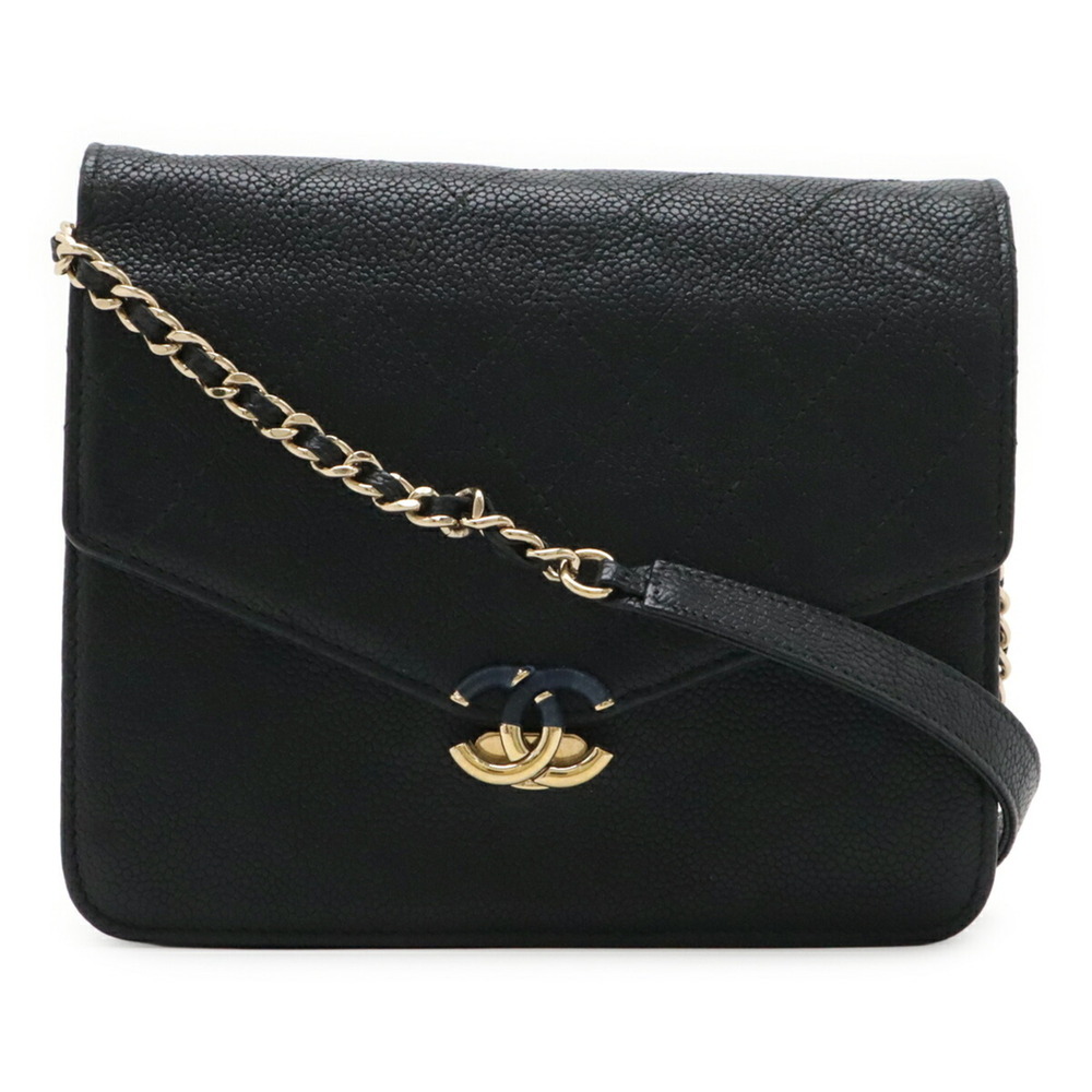 CHANEL Black Caviar Leather Wallet